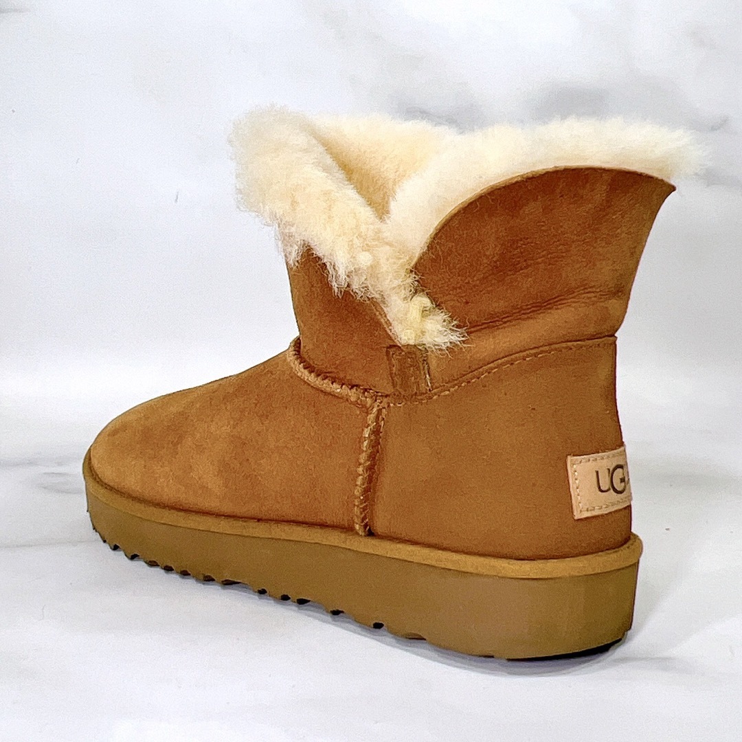 【美品】UGG classic cuff mini ムートンブーツ 茶 23.0