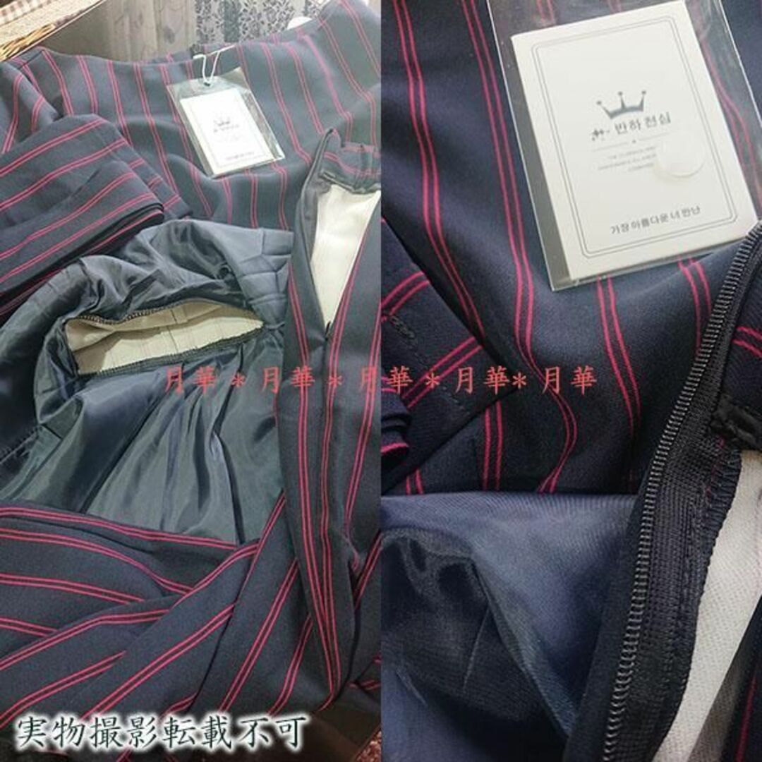 M ペプラム パンツスーツ TypeC 新品 即納 濃紺 ストライプ305678の
