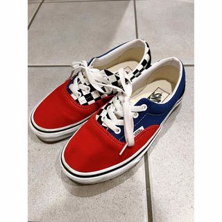 オールドスクール(OLD SKOOL（VANS）)の【VANS】【23センチ】バンズ　オールドスクール　赤　青　チェックバンズ(スニーカー)