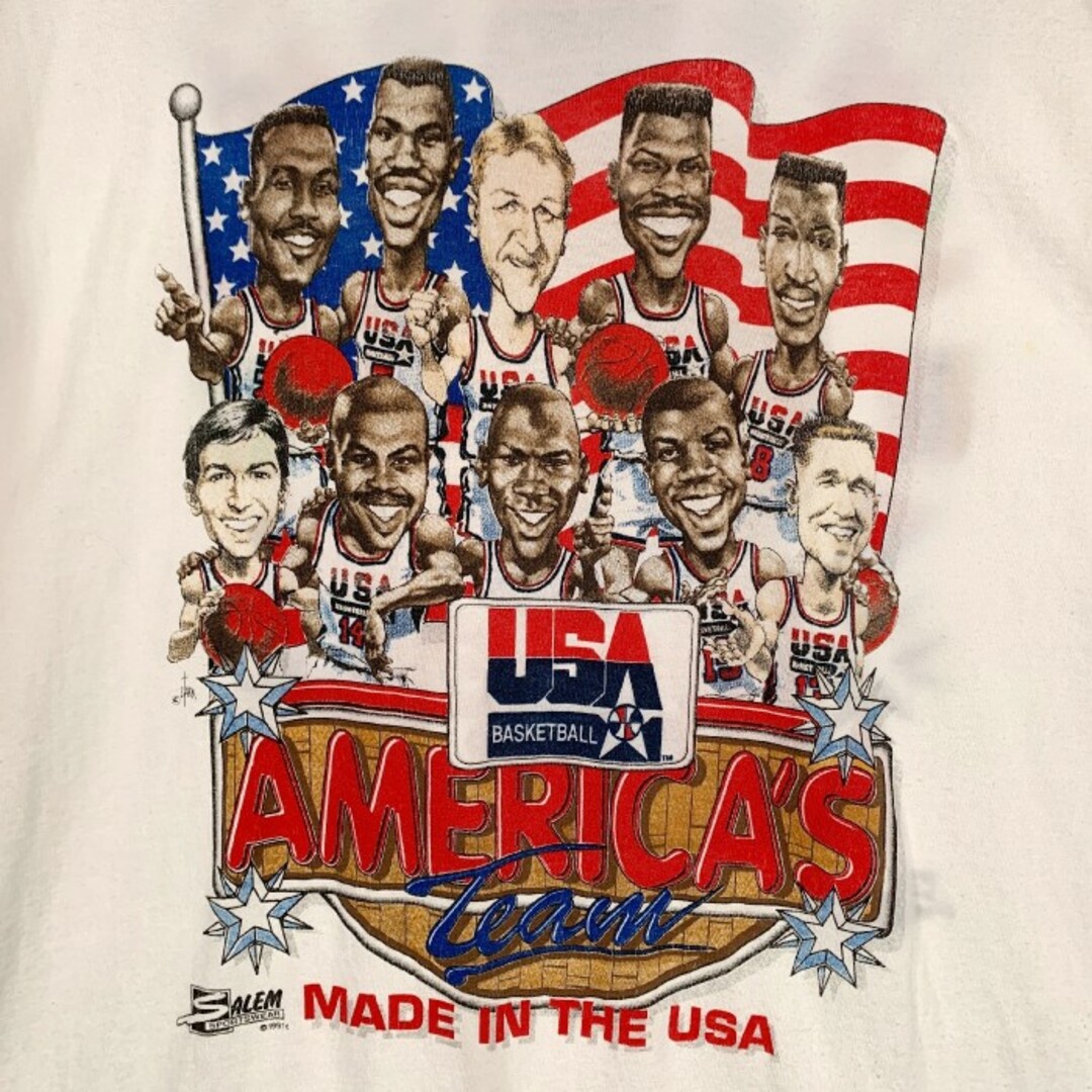90's 1992 USA BASKETBALL バスケットボール ドリームチーム 両面プリント Tシャツ ホワイト SALEM Size XXL メンズのトップス(Tシャツ/カットソー(半袖/袖なし))の商品写真