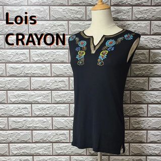 ロイスクレヨン(Lois CRAYON)のLois CRAYON/ロイスクレヨン 刺繍/ビーズ ノースリーブ タンクトップ(Tシャツ(半袖/袖なし))