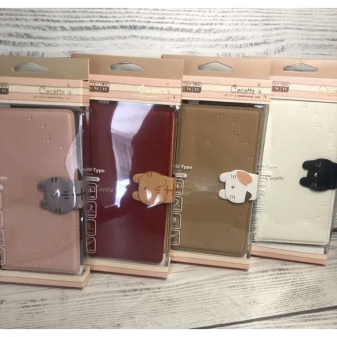 多機種対応 マルチ手帳型 スマホケース Android iPhone 猫ホワイト スマホ/家電/カメラのスマホアクセサリー(Androidケース)の商品写真