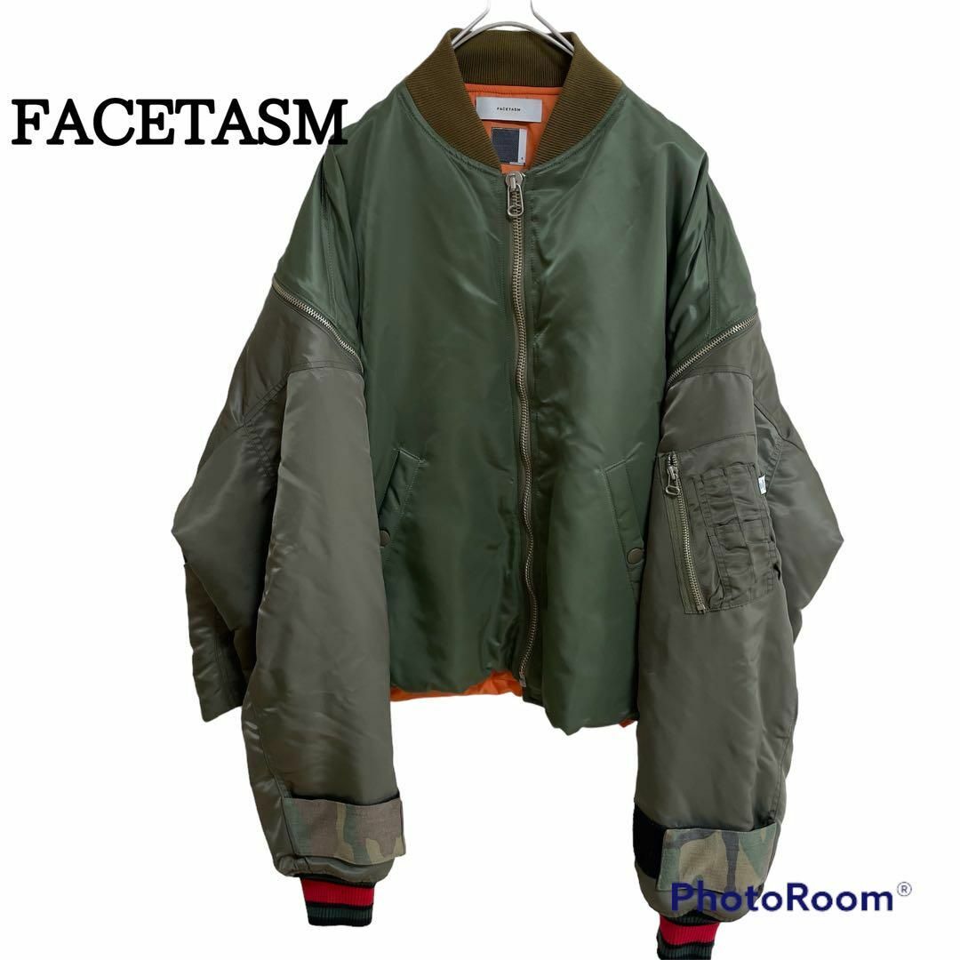 FACETASM(ファセッタズム)のFACETASM ZIPPER MIX MA-1 オリーブ 5 XL メンズのジャケット/アウター(フライトジャケット)の商品写真