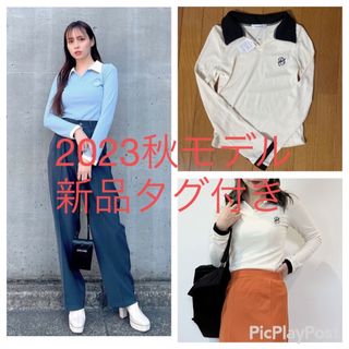 セシルマクビー(CECIL McBEE)の2023年今期モデル新品タグ付き、リブポロトップス(カットソー(長袖/七分))