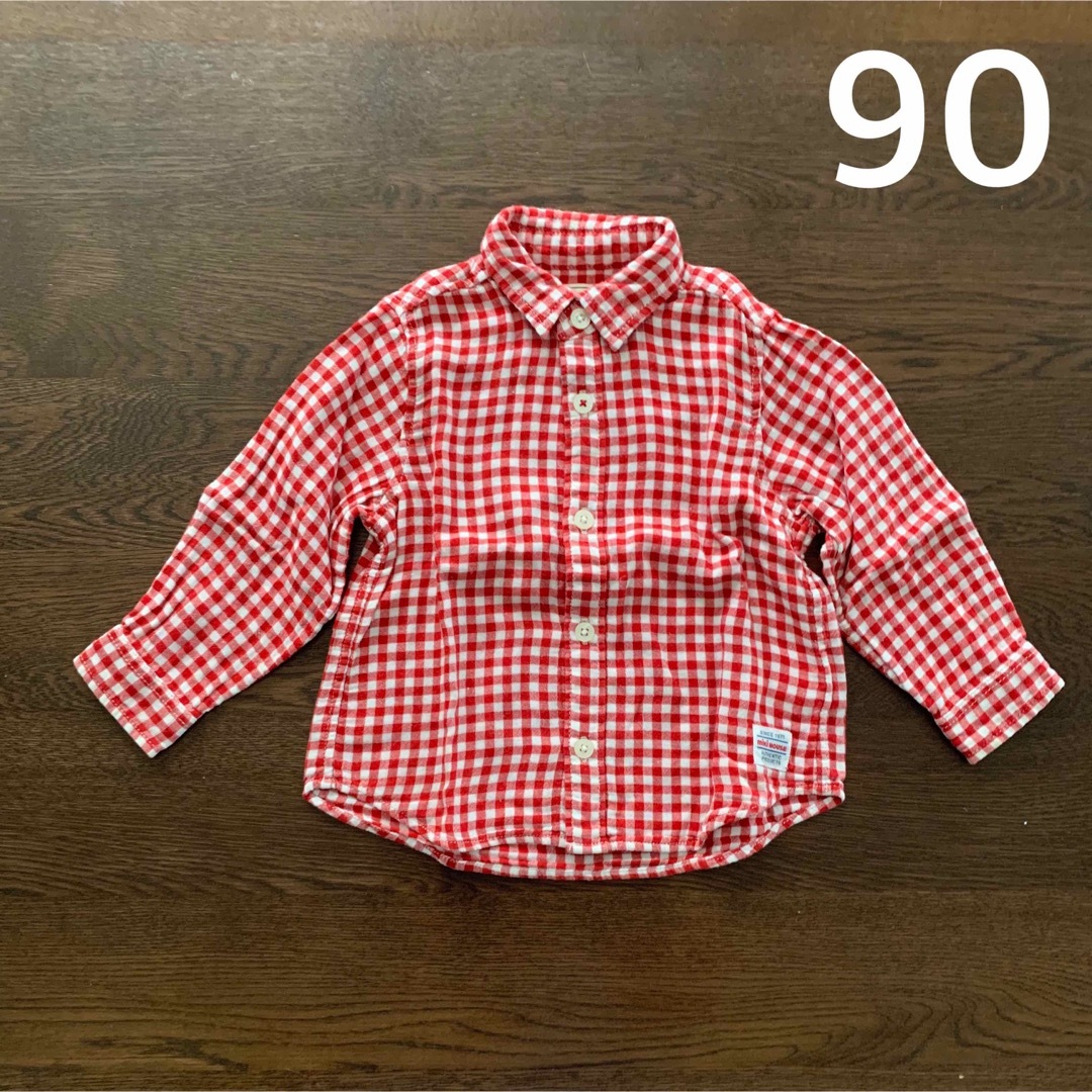 ミキハウス　ギンガムチェック　赤　長袖　ブラウス　シャツ　80 90 | フリマアプリ ラクマ