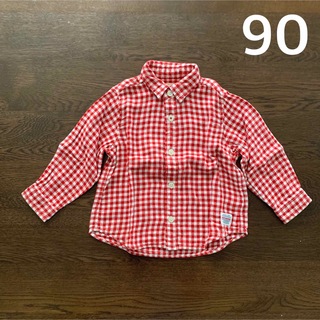 ミキハウス(mikihouse)のミキハウス　ギンガムチェック　赤　長袖　ブラウス　シャツ　80 90(ブラウス)