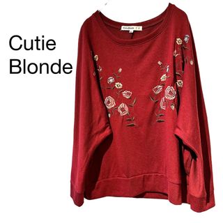 キューティーブロンド(Cutie Blonde)のCutie Blonde キューティーブロンド　ドルマリンスリーブ　刺繍　花柄(カットソー(長袖/七分))