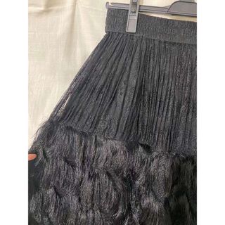 Sov. レースフリンジフェザースカート