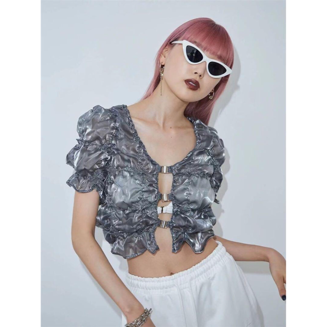 シルバーサイズ"ARIMATUSHIBORI" 2WAY TOPS GLOSSY シルバー