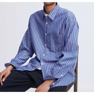 ユニクロ(UNIQLO)のエクストラファインコットンブロードストライプシャツ（長袖）(シャツ)