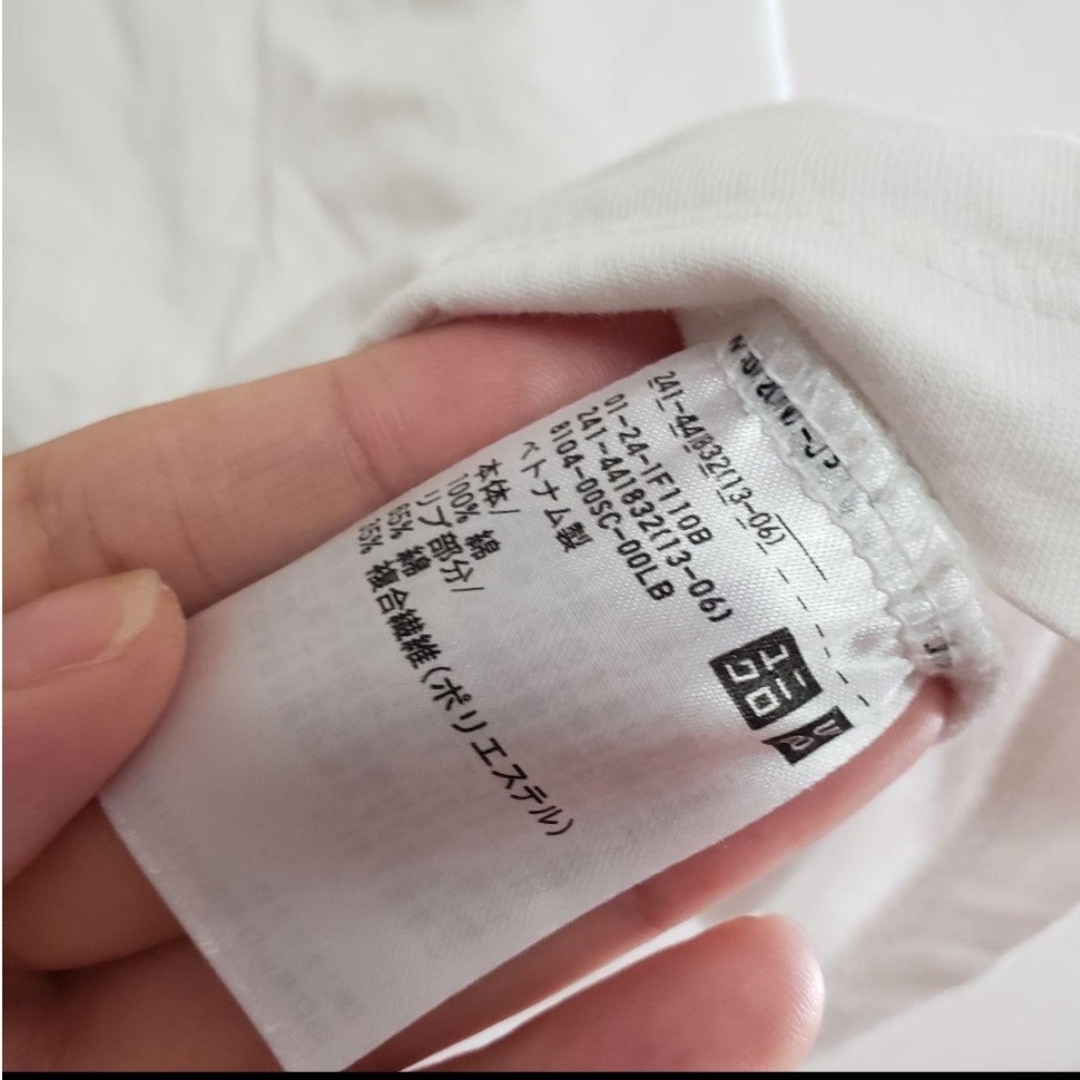 UNIQLO(ユニクロ)のユニクロ　白カットソー　Tシャツ　シンプル　なんでも合う プルオーバー レディー レディースのトップス(カットソー(長袖/七分))の商品写真