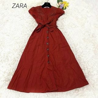 【新品】ZARA タグ付　ピンク　リネンロングワンピース　S相当