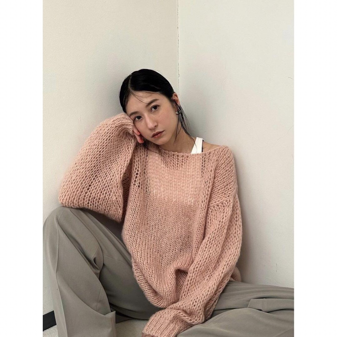 CLANE - HALF SHEER LOOSE MOHAIR KNIT TOPS 限定ピンクの通販 by