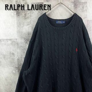 ポロラルフローレン(POLO RALPH LAUREN)の超ビッグサイズ ポロラルフローレン コットン ニットセーター 刺繍ロゴ 2XL(ニット/セーター)