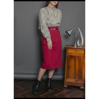 グリモワール(Grimoire)のWine Red Long Tight Skirt(ひざ丈スカート)