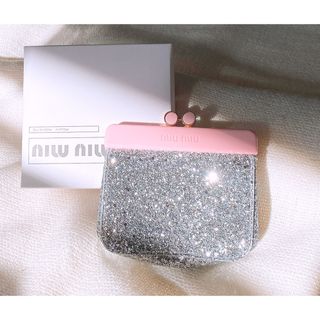 ミュウミュウ MIUMIU ポーチ 巾着ポーチ キャンバス ベージュ系×ネイビー レディース 5NG009 送料無料 55286f