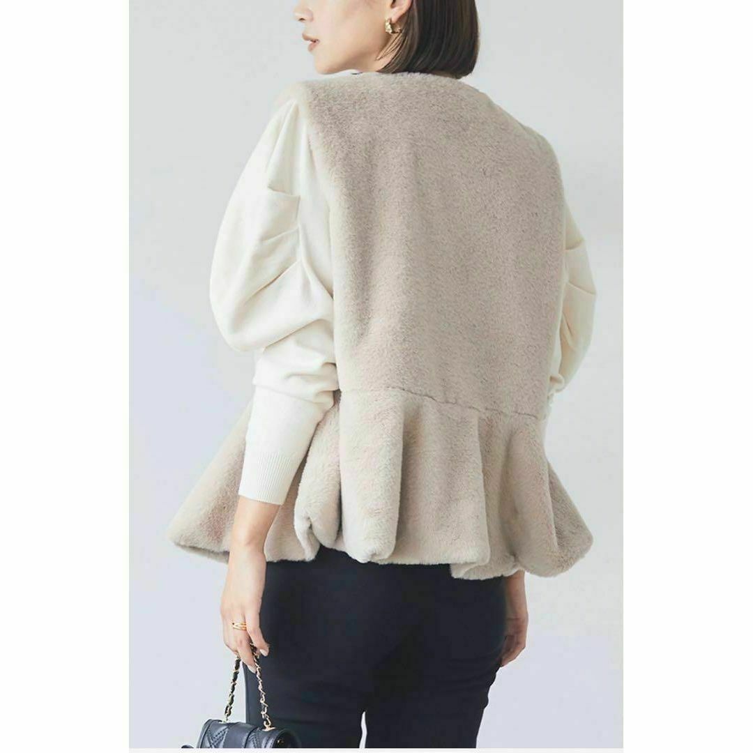 新入荷❣️限定!ペプラムエコファーベスト ベージュ frene 4