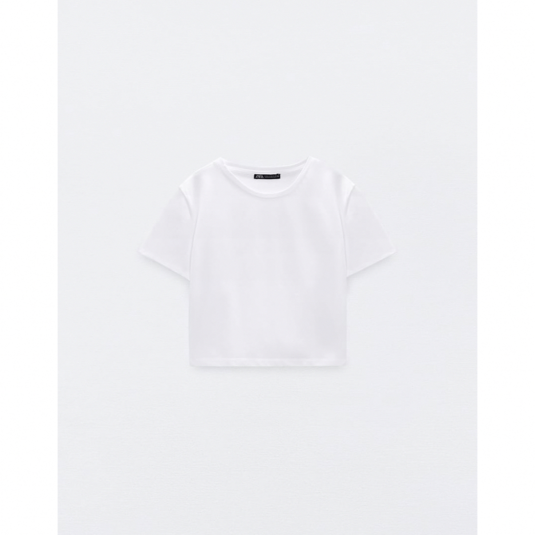 ZARA ザラ クロップド ストレッチ Tシャツ ホワイト S - Tシャツ