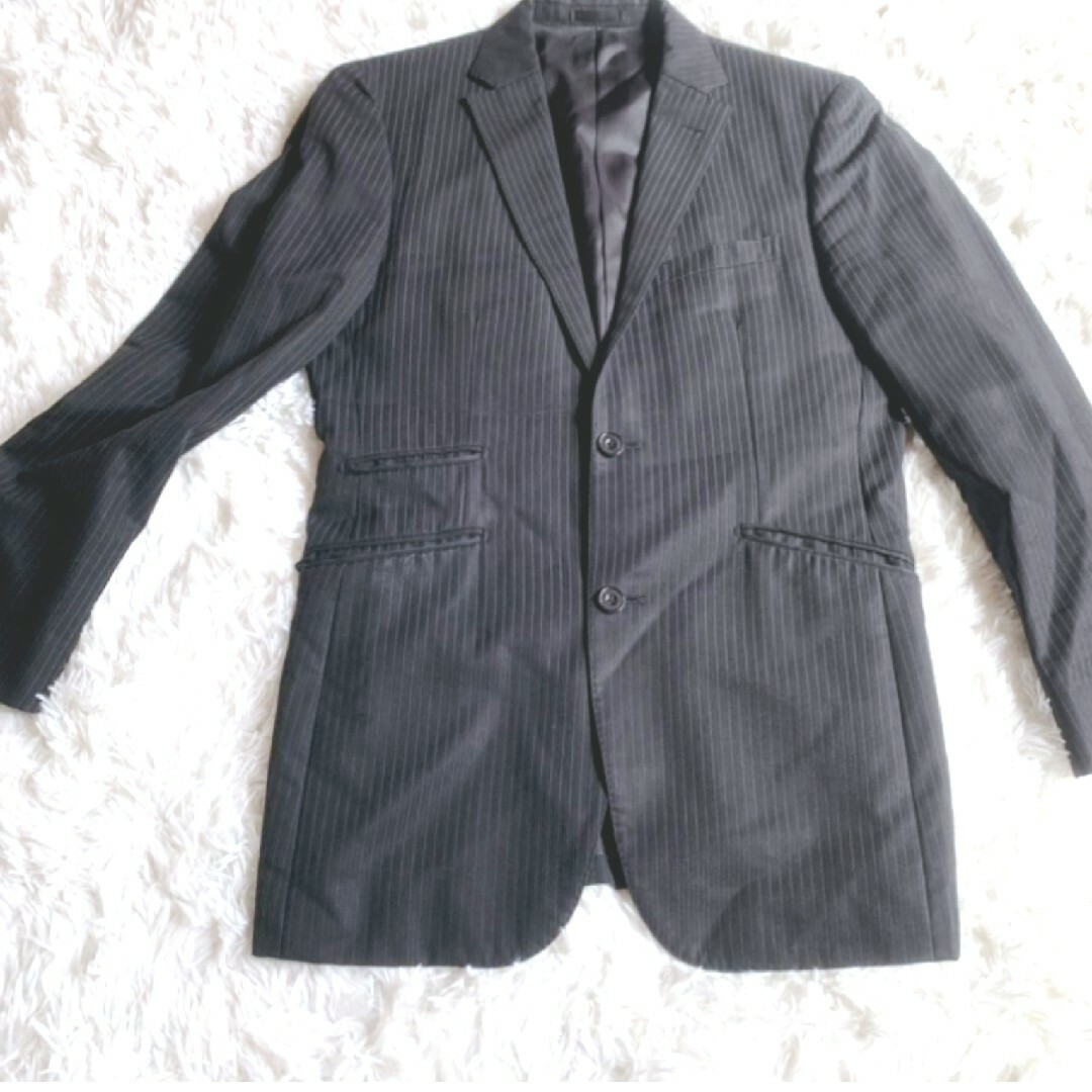 BURBERRY BLACK LABEL(バーバリーブラックレーベル)のお値下げ中　『訳あり』バーバリー　ストライプ ジャケック　40R　日本製 メンズのジャケット/アウター(テーラードジャケット)の商品写真