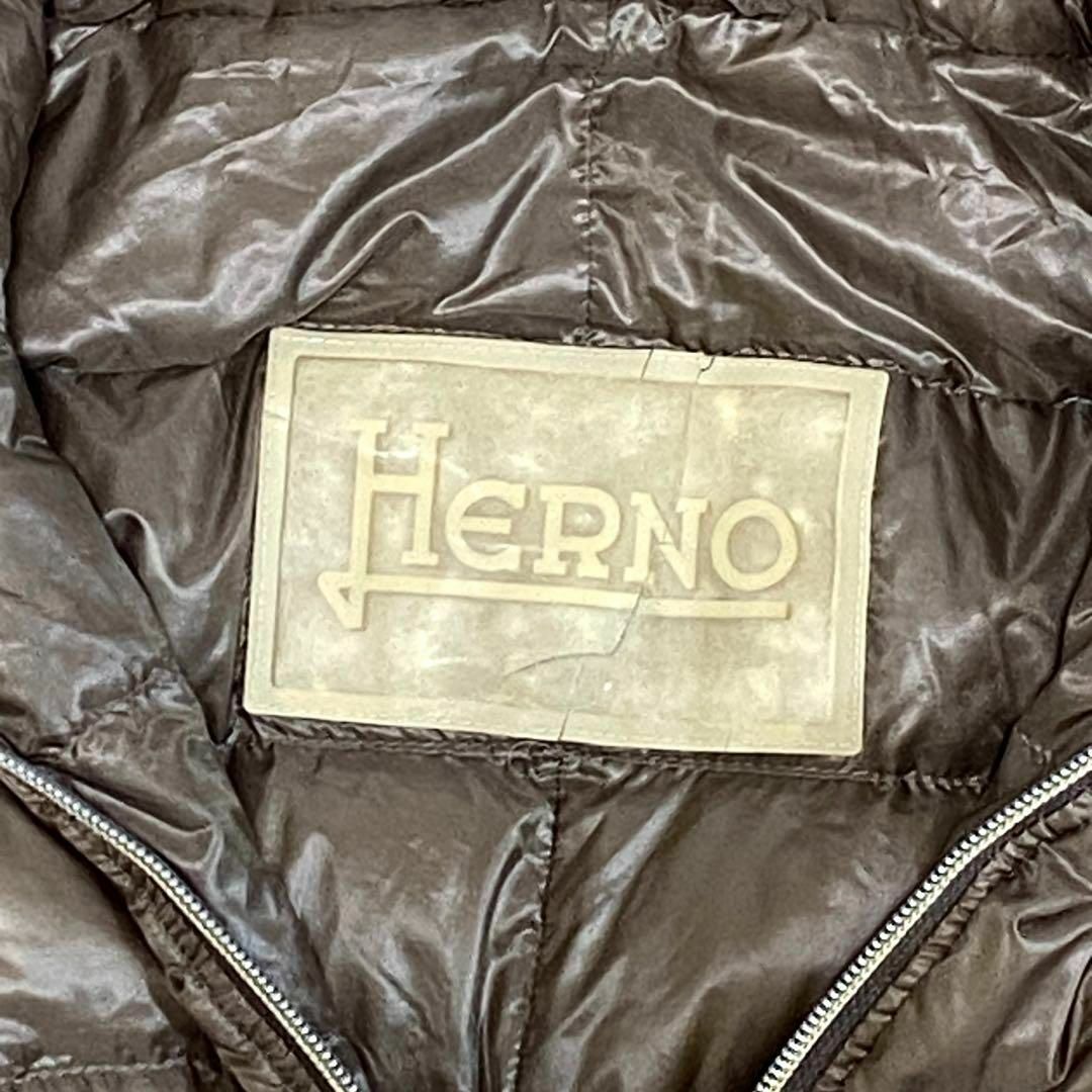 美品 ヘルノ ベルト付きスタンドカラー ダウンコート グレー 40 大きいサイズ