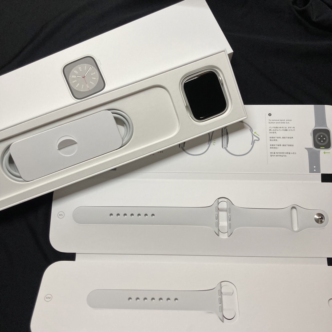 Apple watch 8 45mm GPSモデル シルバー本体、箱、付属品全て-