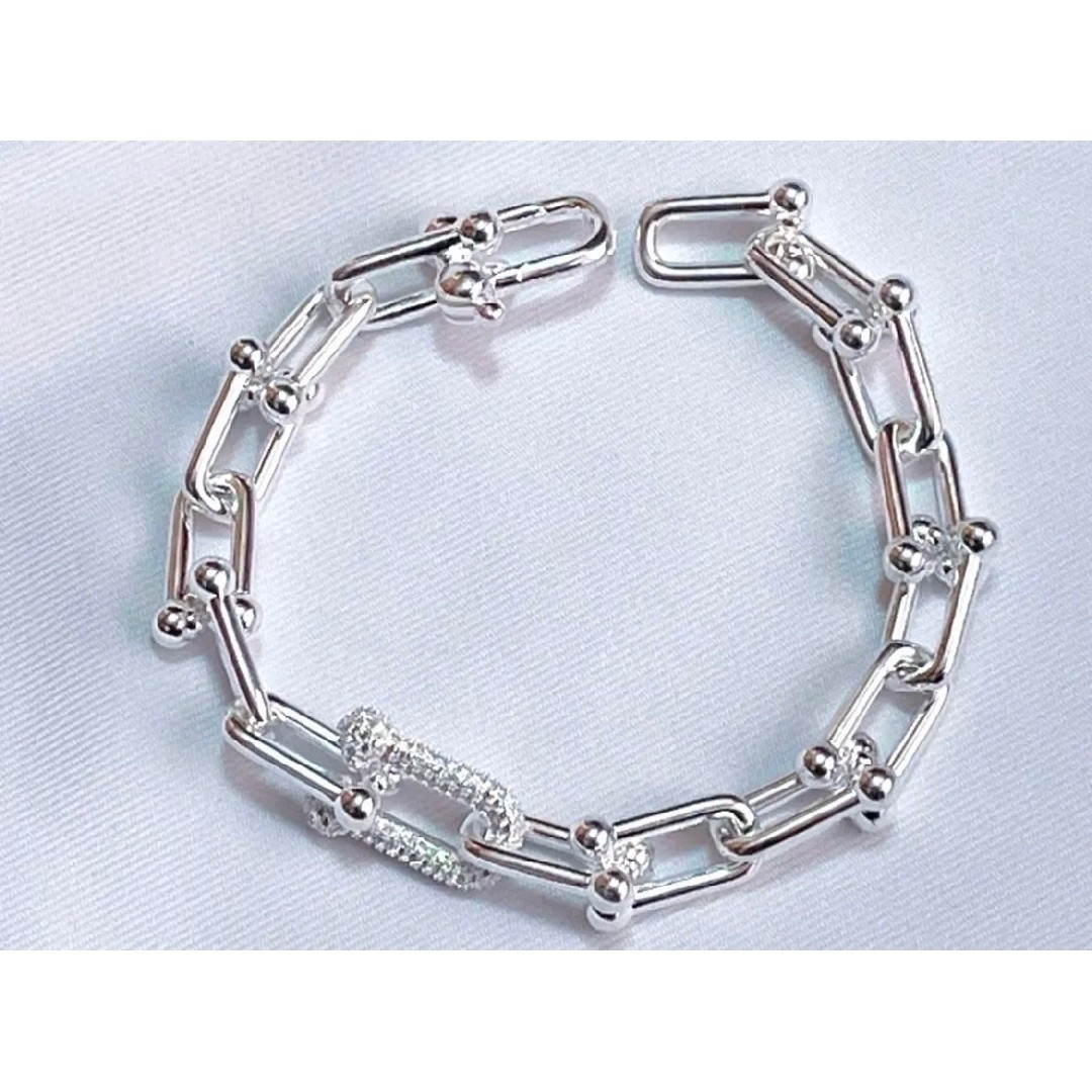 ハードウェア silver ブレスレット コマ太い シルバーの通販 by you