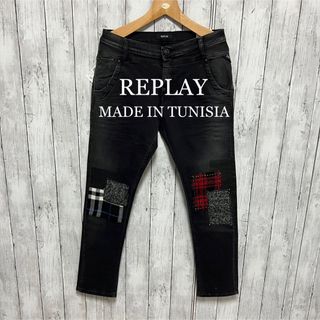 リプレイ(Replay)の未使用タグ付き！REPLAY ウォッシュ加工パッチワークスーパーストレッチデニム(デニム/ジーンズ)