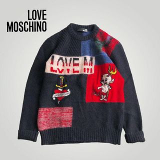 モスキーノ(MOSCHINO)の[ 良品 ] ラブモスキーノ モヘア ニット 切り替 デビル ハート バラ(ニット/セーター)