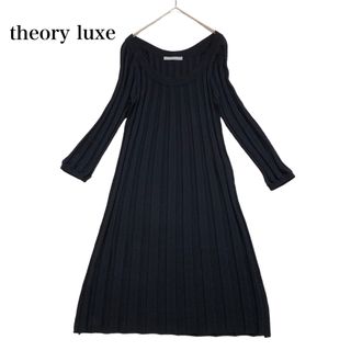 セオリーリュクス(Theory luxe)のセオリーリュクス 大人可愛い 美ライン カシミヤ混 ワンピース 黒 38サイズ(ひざ丈ワンピース)