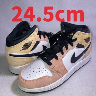 Jordan Brand(NIKE) - エアジョーダン1 MID SE GS ピンク オレンジ