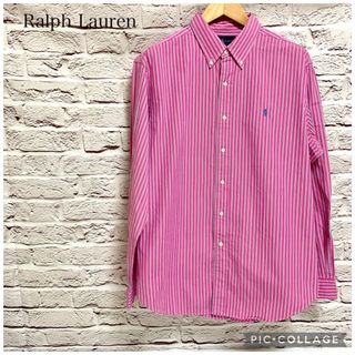 ラルフローレン(Ralph Lauren)の【極めて美品XL】ラルフローレンクラシックフィット　ピンクストライプ長袖シャツ(シャツ)