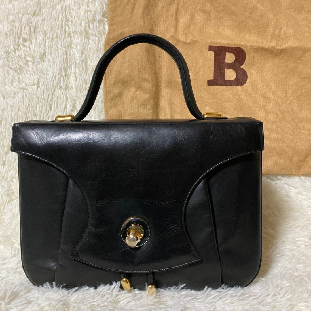 美品】BALLY バリー ハンドバッグ オールレザー ターンロック-