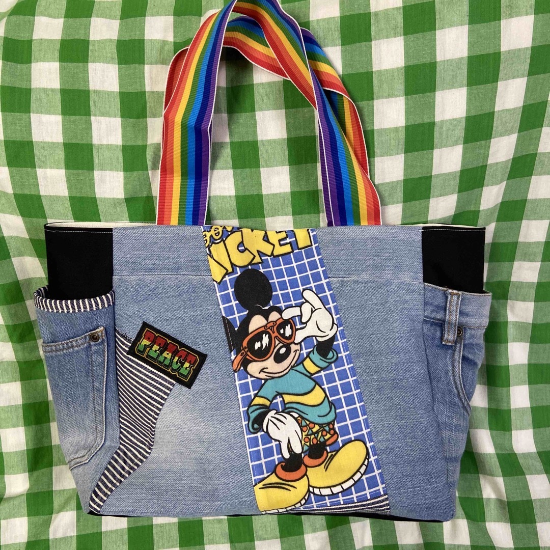 ミッキー✩ビンテージシーツ リメイク✩トートバッグ✩マザーズ