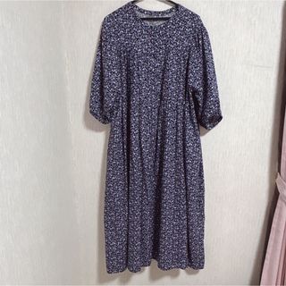 サマンサモスモス(SM2)の【美品】サマンサモスモス SM2 花柄ワンピース パープル(ロングワンピース/マキシワンピース)