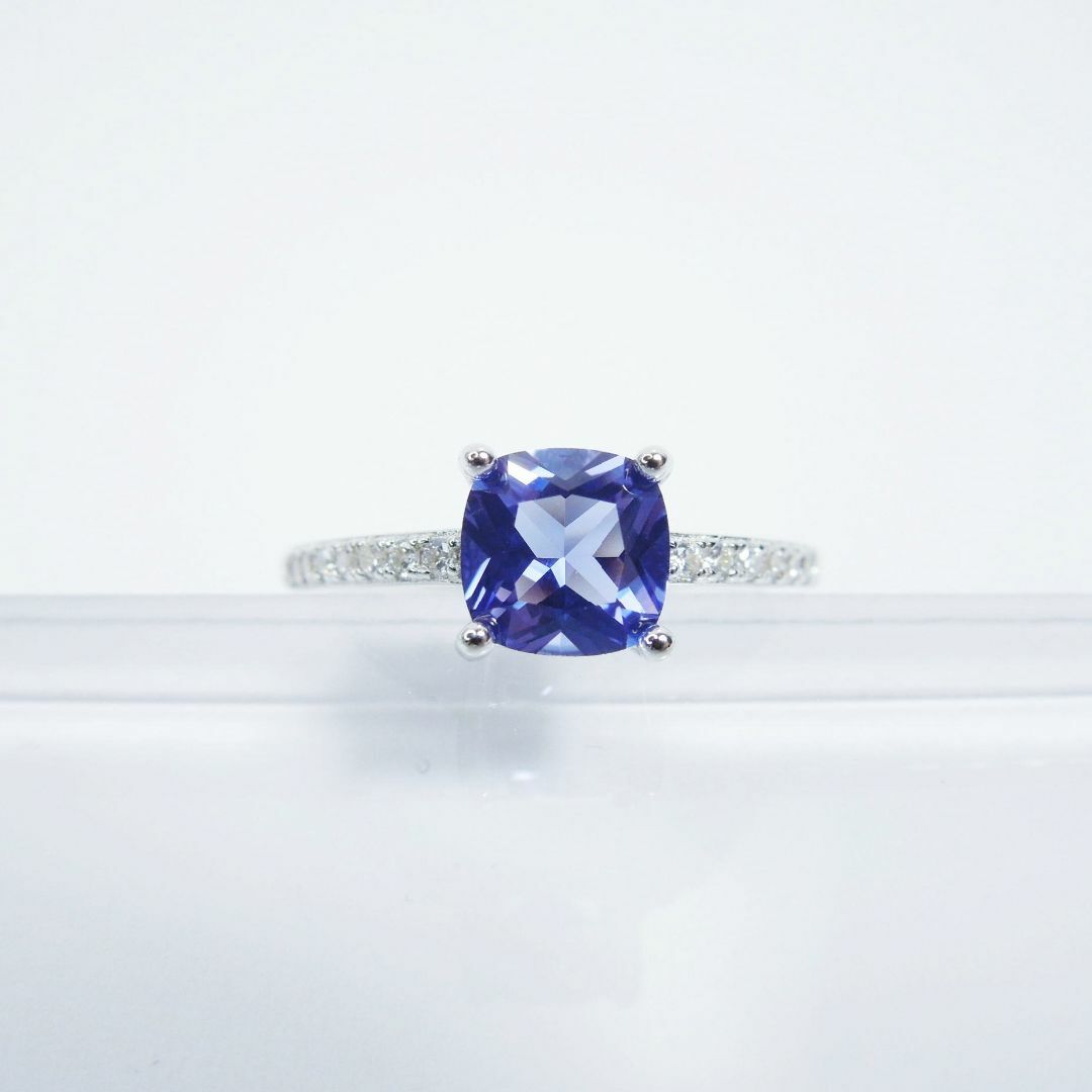 ９号 タンザナイト スクエア リング 指輪 CreatedTanzanite レディースのアクセサリー(リング(指輪))の商品写真