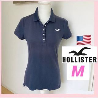 ホリスター(Hollister)のHOLLISTER ホリスター　ポロシャツ　半袖　M ネイビー　カモメ刺繍ロゴ　(ポロシャツ)