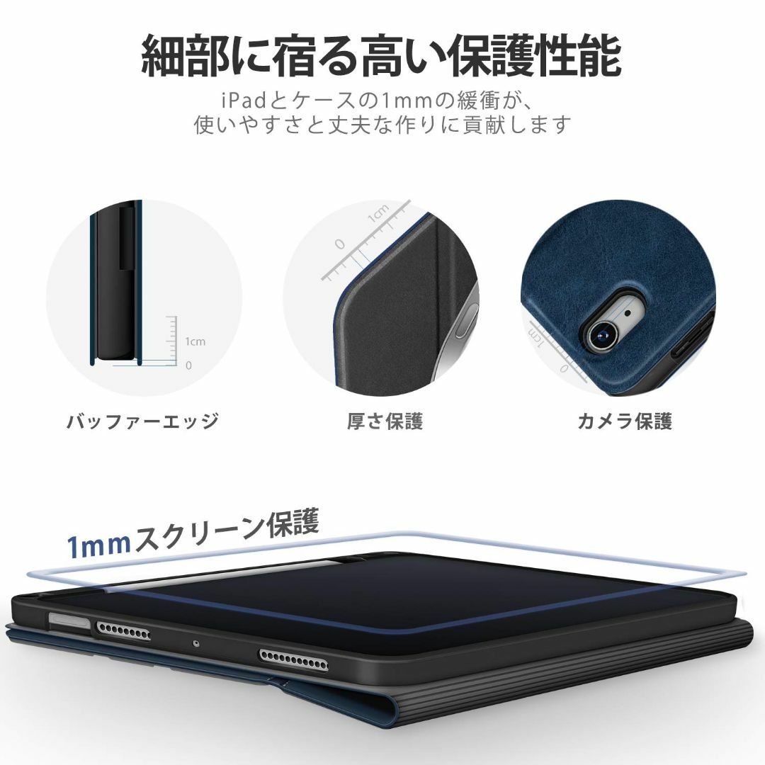 【色: ブルー】Antbox iPad Air 第5/4世代 ケース ペンシル収