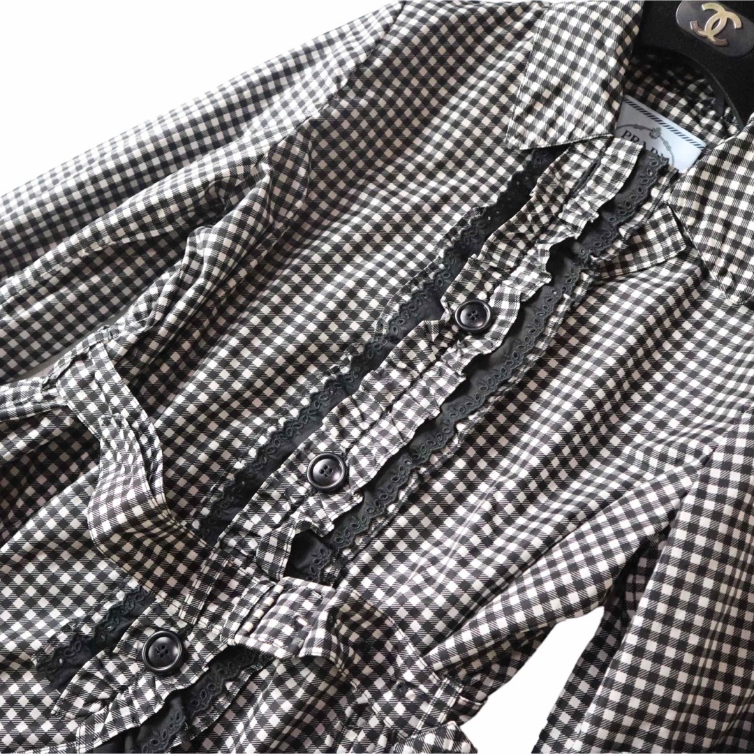 即完売❗️PRADA プラダ ギンガムフリルレース スプリングコート 38