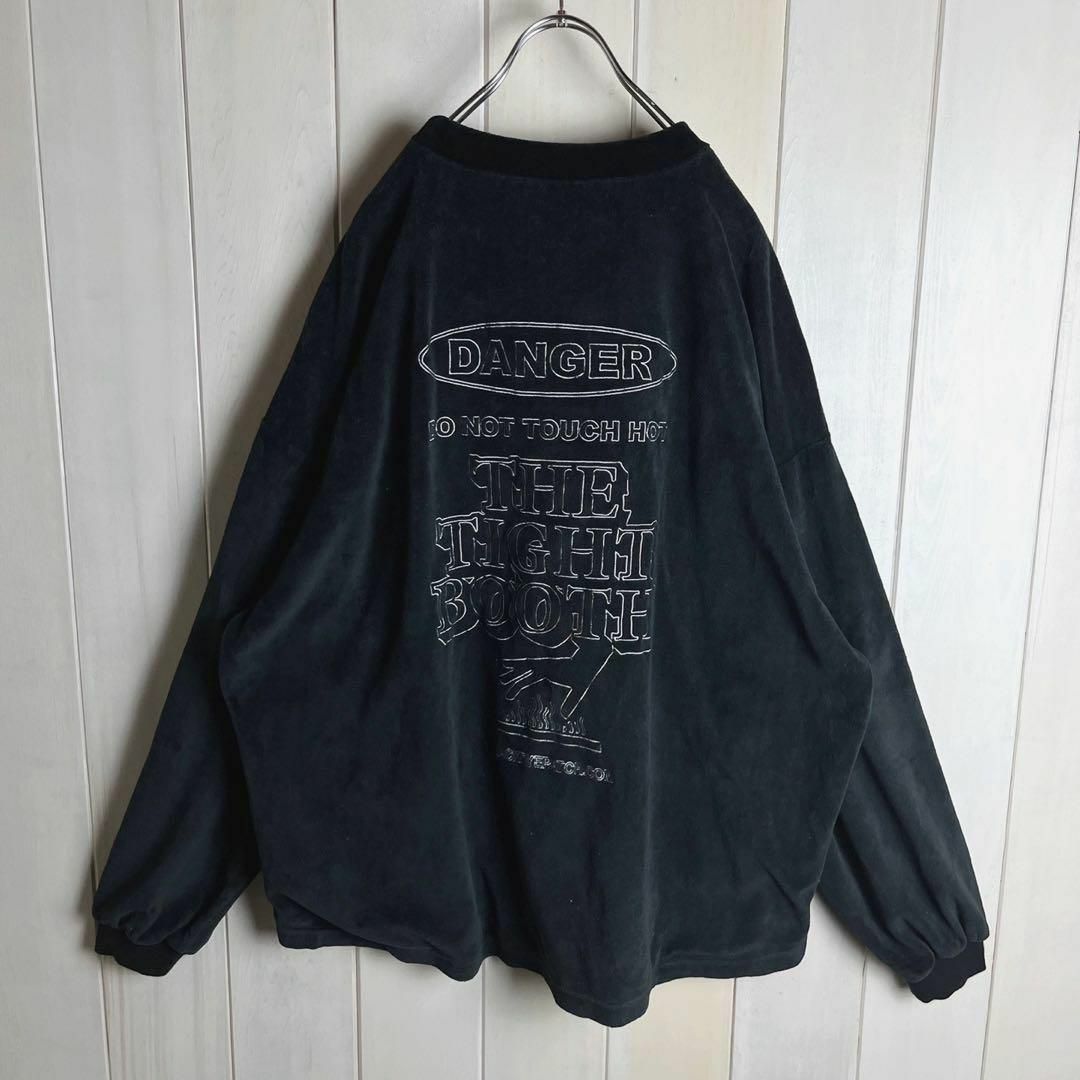 人気Lサイズ】ブラックアイパッチ☆両面刺繍ロゴ入りベロアスウェット