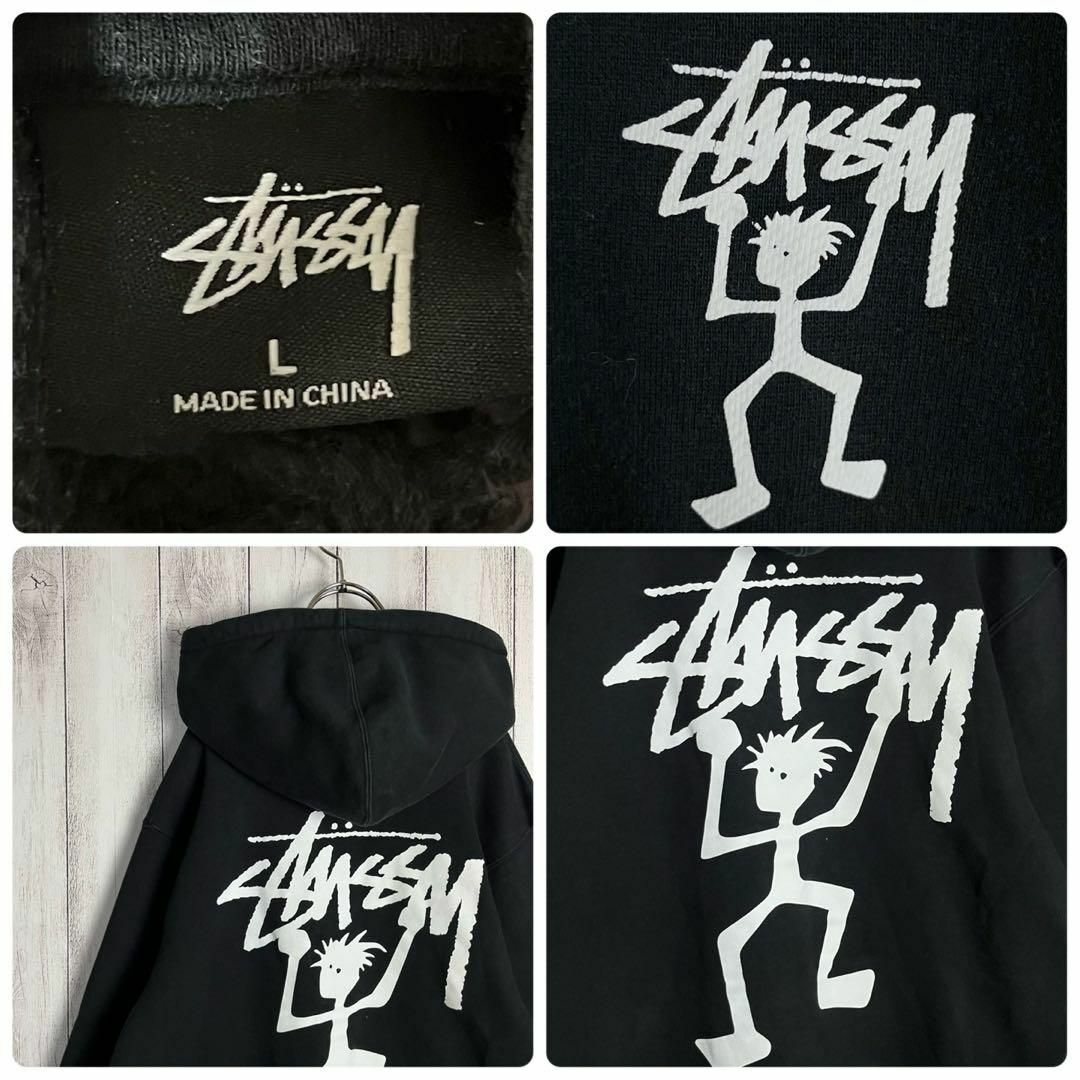 ◆おすすめ◆　STUSSY パーカー　ロゴ刺繍　＆　バックプリント　サイズL