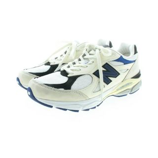 New Balance スニーカー 27.5cm アイボリー系x黒x青