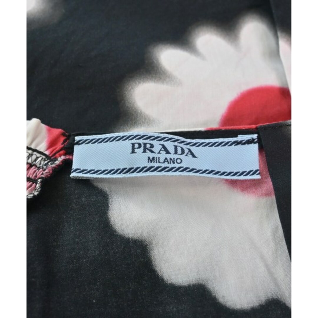 PRADA プラダ ブラウス 40(M位) 黒x白x赤(花柄)