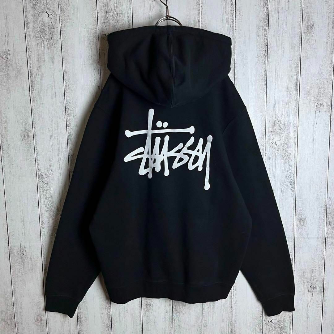 STUSSY ステューシー バックプリント入りパーカー フーディ ブラック