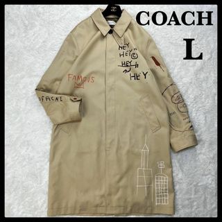 COACH コーチ ミディアム丈 トレンチコート ベルト付き 焦茶ボタン L