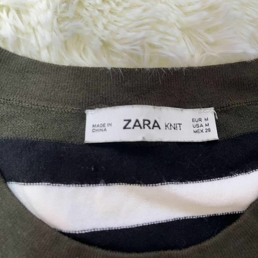 ZARA(ザラ)の【ZARA】ザラ ニットセーター 長袖トップス 金ボタン ボーダー柄 レディースのトップス(ニット/セーター)の商品写真