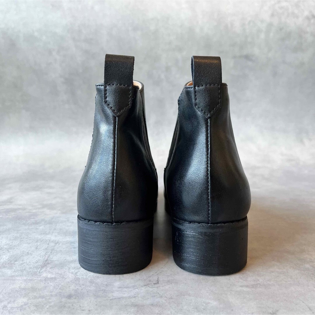 【高評価】日本製本革サイドゴアブーツ　23cm黒ブラック レディースの靴/シューズ(ブーツ)の商品写真