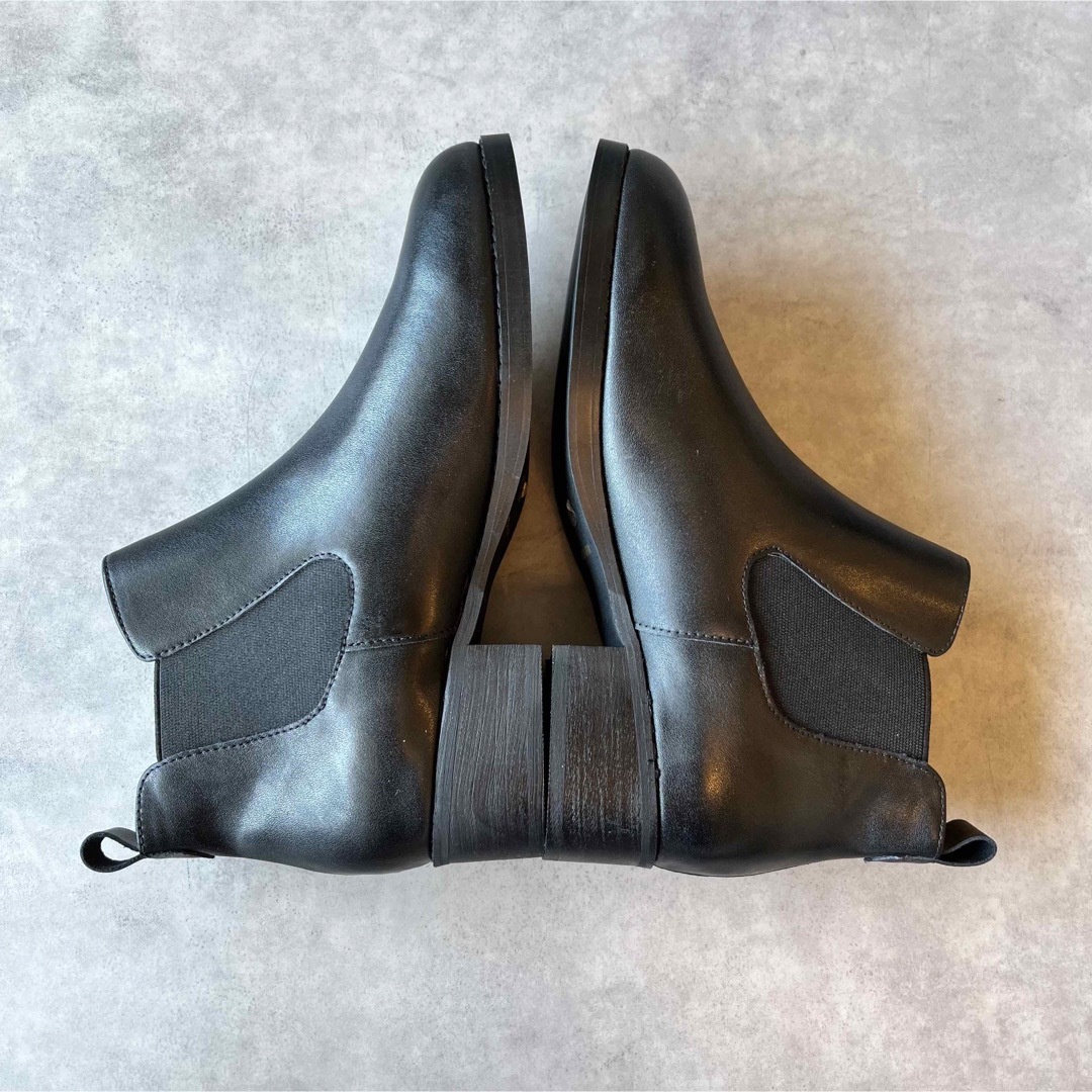 【高評価】日本製本革サイドゴアブーツ　23cm黒ブラック レディースの靴/シューズ(ブーツ)の商品写真