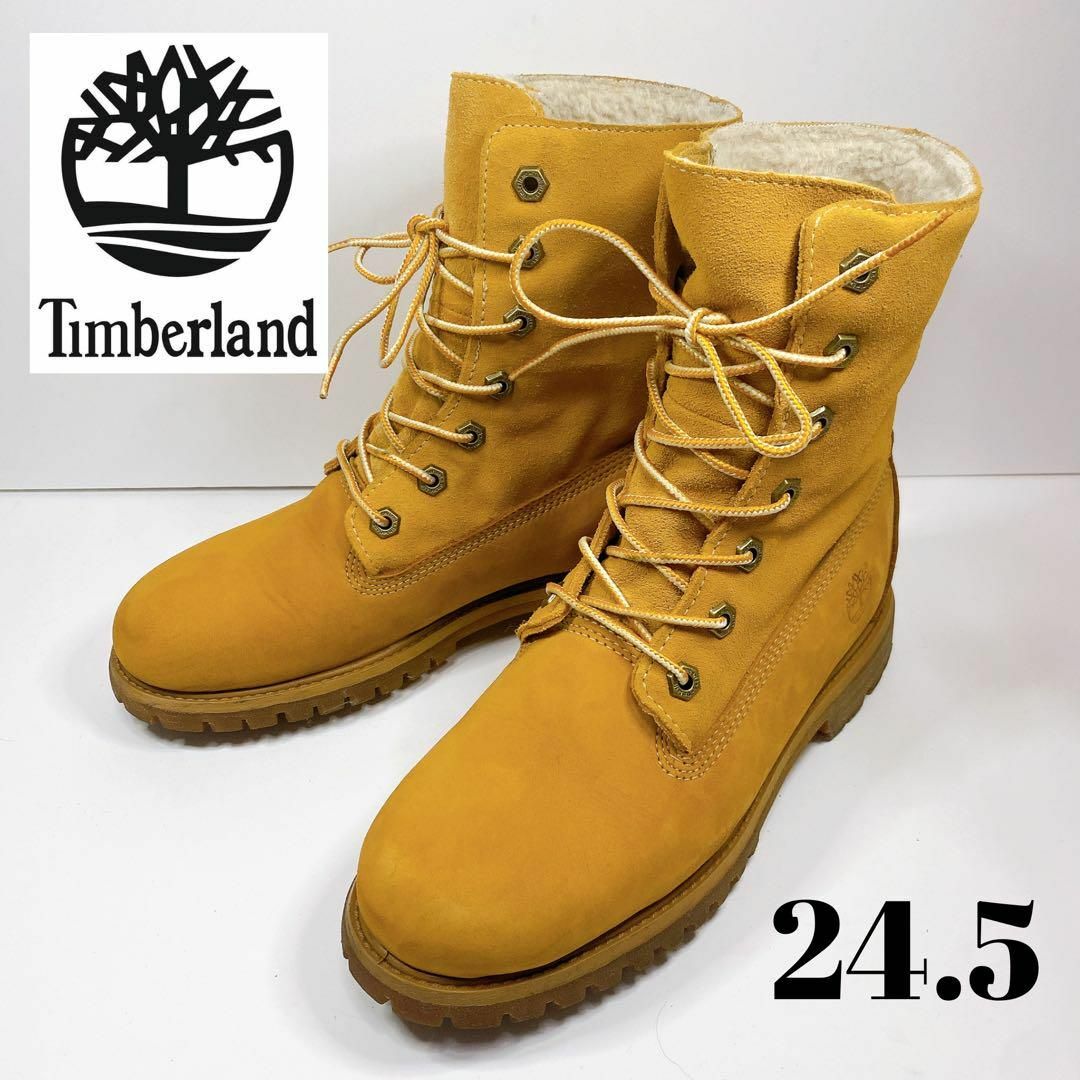 Timberland ウォータープルーフ イエローブーツ ボア 7ホール24.5 | フリマアプリ ラクマ