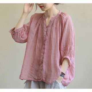 LUEA061レディース Tシャツ トップス 春夏 ゆったり 半袖 大きいサイズ(シャツ/ブラウス(長袖/七分))