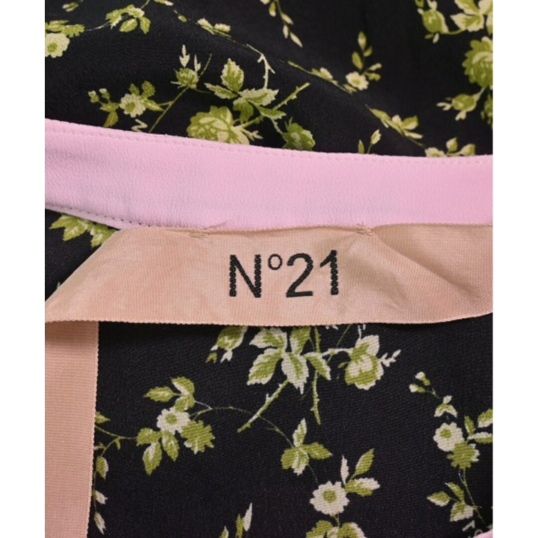 N゚ 21 ヌメロヴェントゥーノ ワンピース 38(S位) 黒x緑(花柄) 【古着